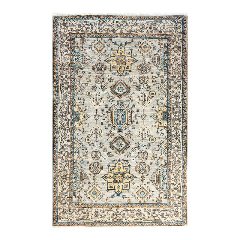 Tapis unique noué à la main Serapi - gris, 3 pi 10 po x 6 pi 2 po