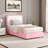 Bed Frame, Upholstered Platform Bed with Curved Headboard, Classic Color-Block Design, Soft Rounded Corners, No Box Spring Required, Easy Assembly-1628075453-1628075441