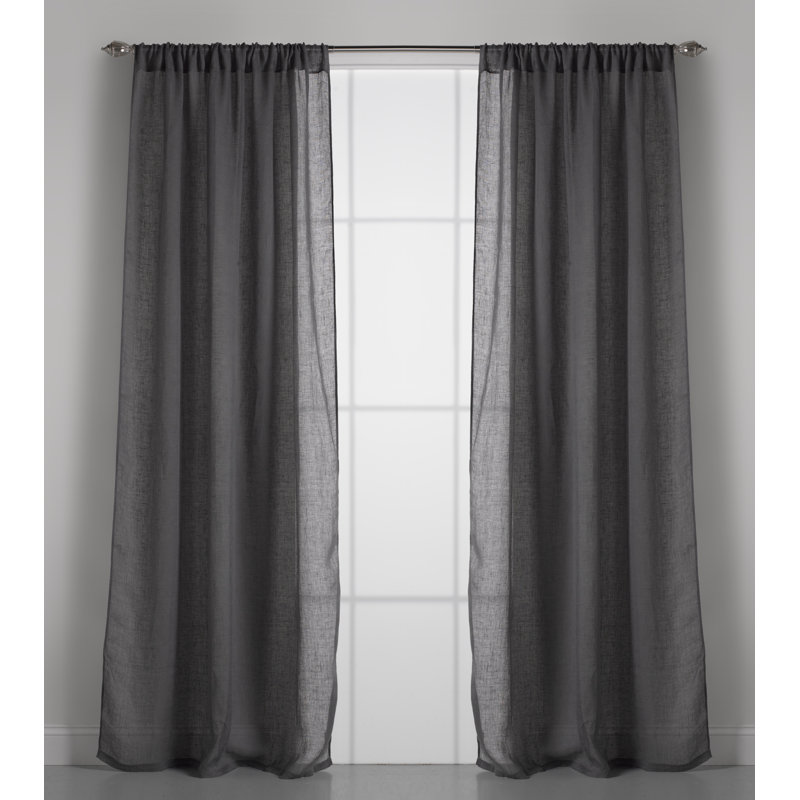 Linen Sheer Curtain Single Panel, 54" W x 108" L, Slate Grey