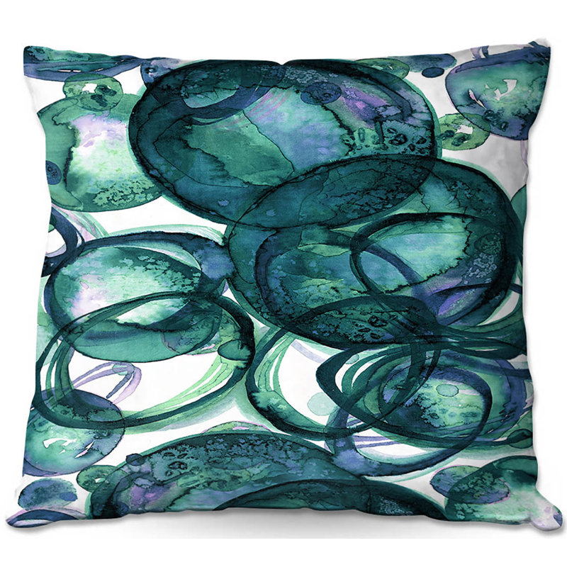 Reversible Throw Pillow, 16" x 16", Green/Lavender