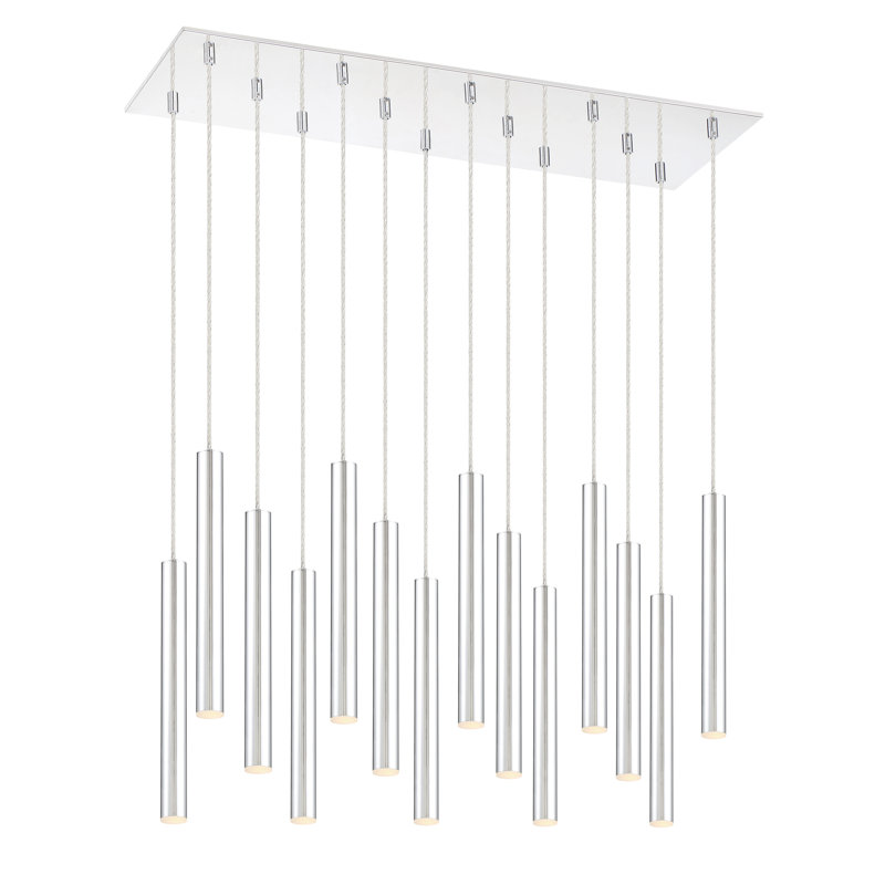 Luminaire suspendu cylindrique à DEL 14 lumières Bowning, Chrome