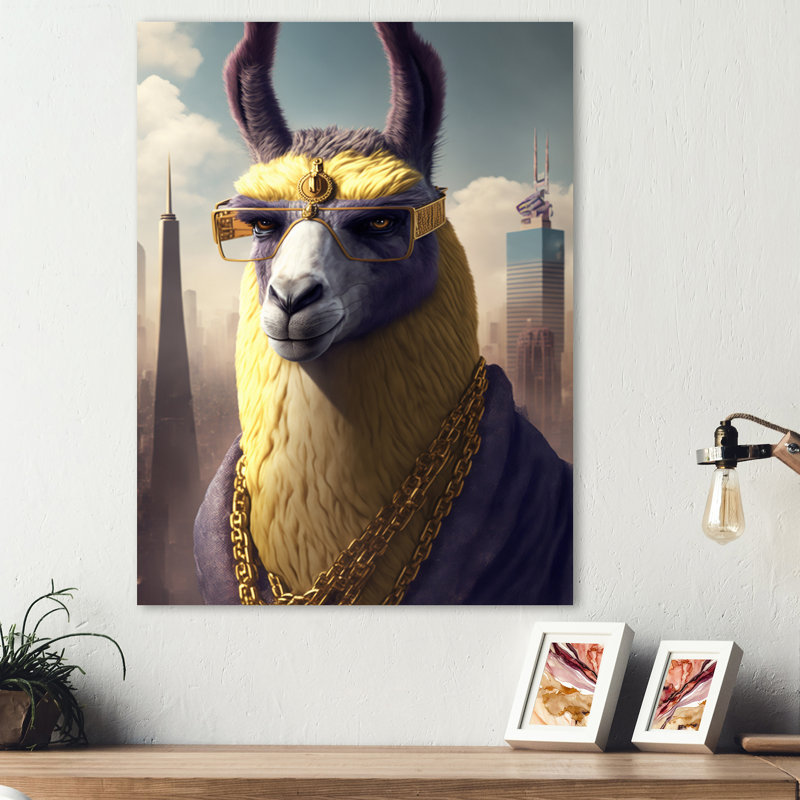 «Llama Gangster in NYC», impression sur toile, H 20 po x l 12 po x P 1 po, Toile tendue