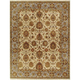 Hand Knotted Wool Oriental Area Rug in Light/Blue/Ivory