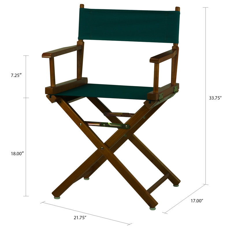 Chaise de réalisateur pliante 18 po, Vert forêt, Chêne miel