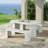 Metaza Alvero 3-Piece Modern Outdoor Concrete Dining Set With White Terrazzo Tabletop And Matching Benches