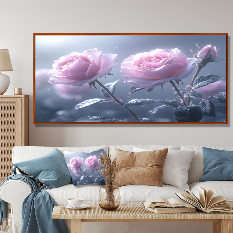 Ikrar - Floral Wall Art, Brown, 28" H x 60" W, Floater Framed Print