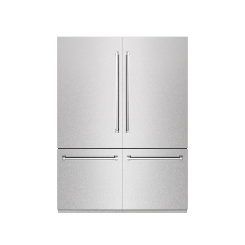 ZLINE 60 in. 32.2 cu. ft. French Door Built-In Bottom Freezer Refrigerator with Water Dispensers and Ice Makers with Graphite Gray Interior