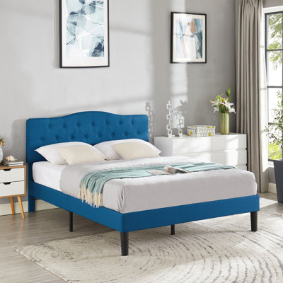Kempst Upholstered Bed with Adjustable Headboard & Solid Wooden Slats, Under Bed Storage, No Box Spring Needed