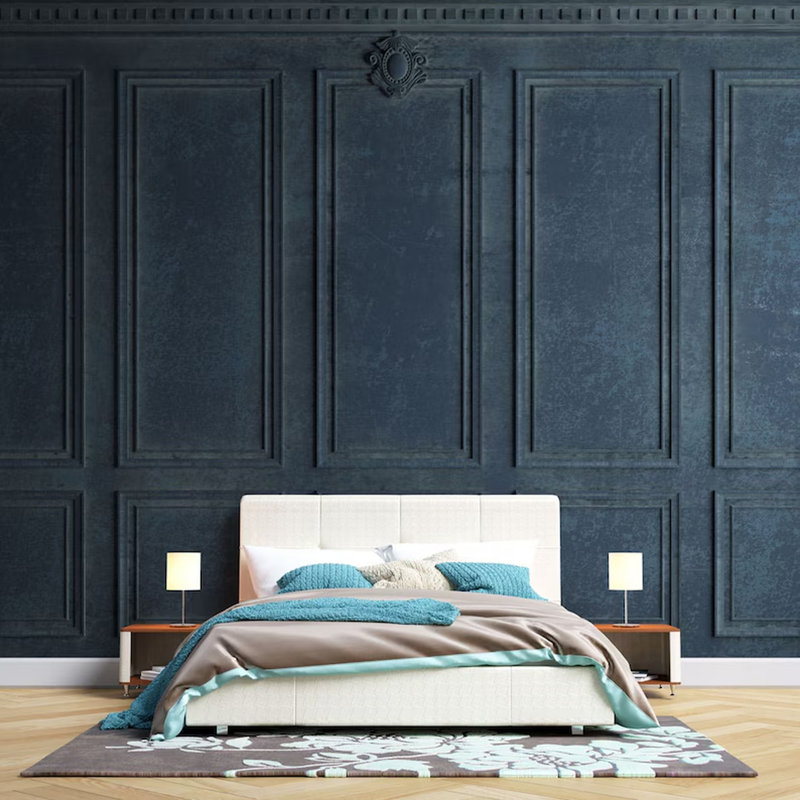 Deep Navy Classic Wall Panel Mural, 160" L x 108" W