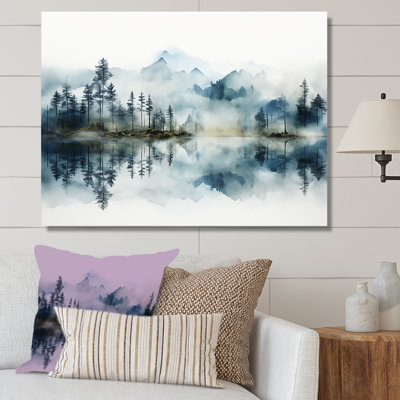 Double Exposure Mountain Fog Paradise - Lake River Wall Art