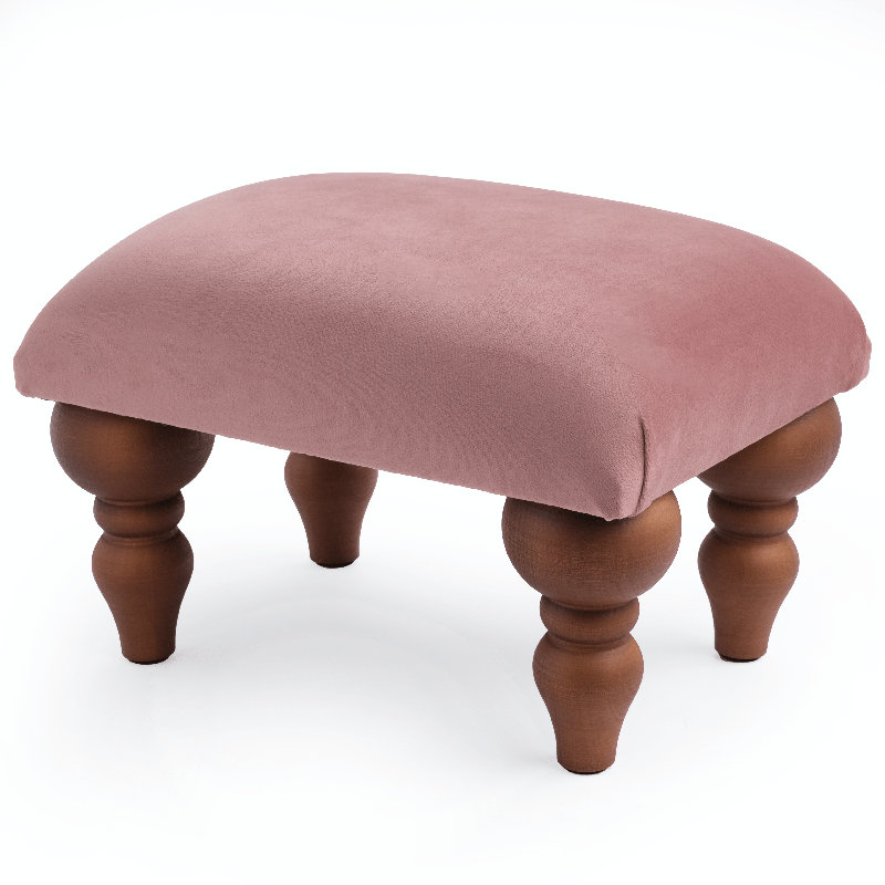 Gregson 38cm Wide Velvet Rectangle Footstool Ottoman, Pink, Brown