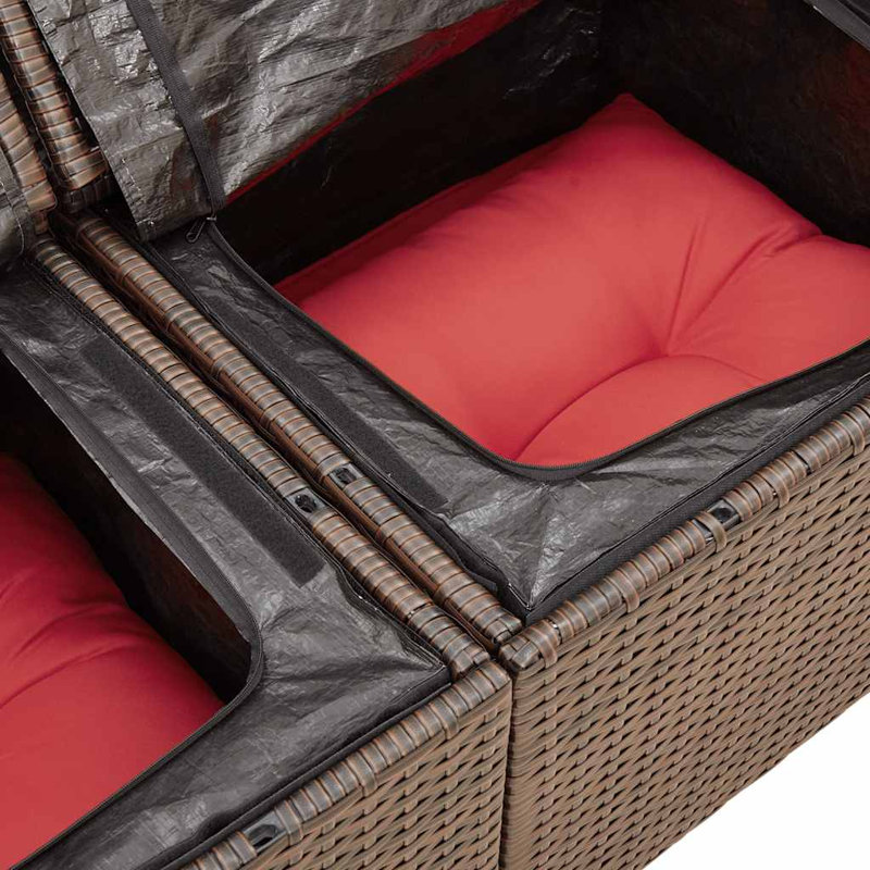 9 Piece Garden Sofa Set With Cushions Brown Poly Rattan Acacia