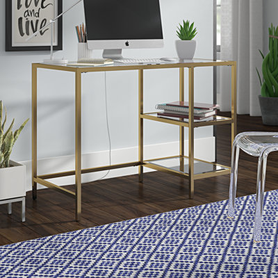 Glass Top Metal Base Writing Desk