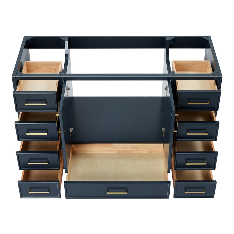 Peightyn 54.75'' Single Bathroom Vanity Base Only, Midnight Blue