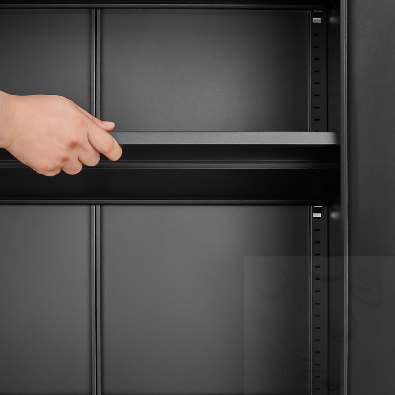 2-Door File Cabinet with Lock and 4 Adjustable Shelves, Black
