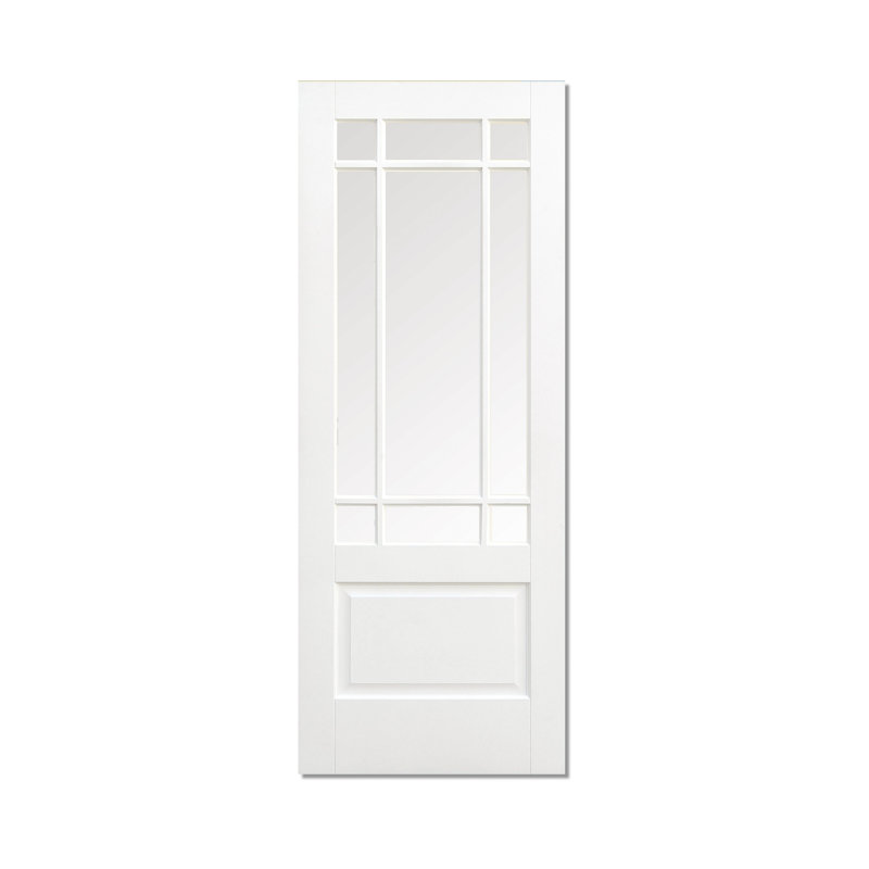 Downham Clear Bevelled Glazed Primed White Internal Door, 204cm H x 82.6cm W x 4cm D
