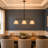 40.9" W 3-Light Dimmable Modern Linear Kitchen Island Light with Hammered Mercury Glass Shade