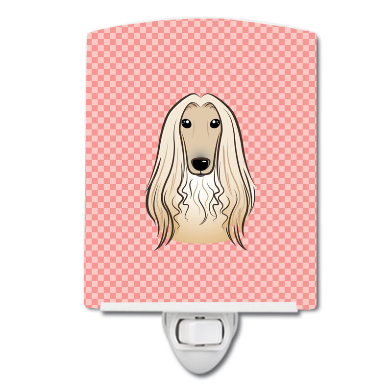 Checkerboard Wirehaired Dachshund Ceramic Night Light, Pink, Afghan Hound