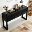 Carved Console Table with 3 Soft-Close Drawers-545448691