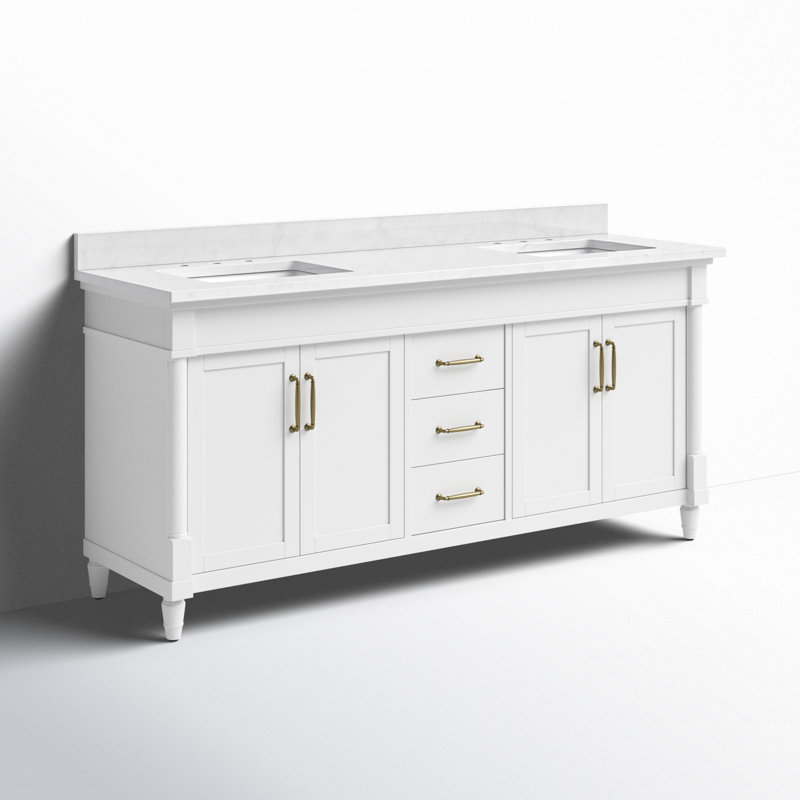 Meuble-lavabo à double cuve blanc pur de 72 po OVE Decors Salisbury