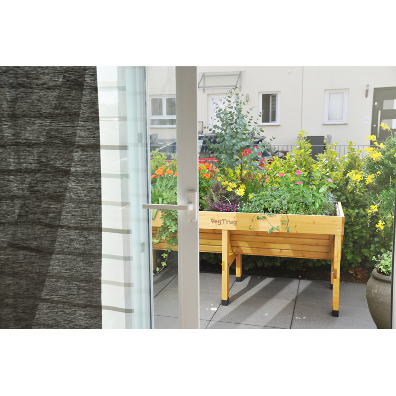 Natural Medium Rectangular Wooden Raised Garden Bed Planter
