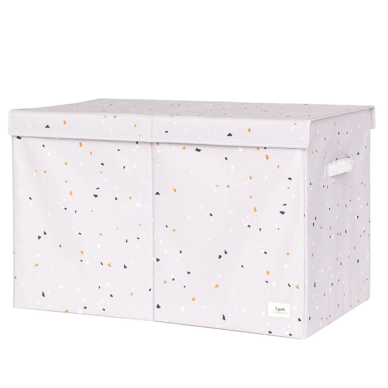 3 Sprouts - Recycled Fabric Storage Chest with Lid - Terrazzo, Light Grey Terrazzo