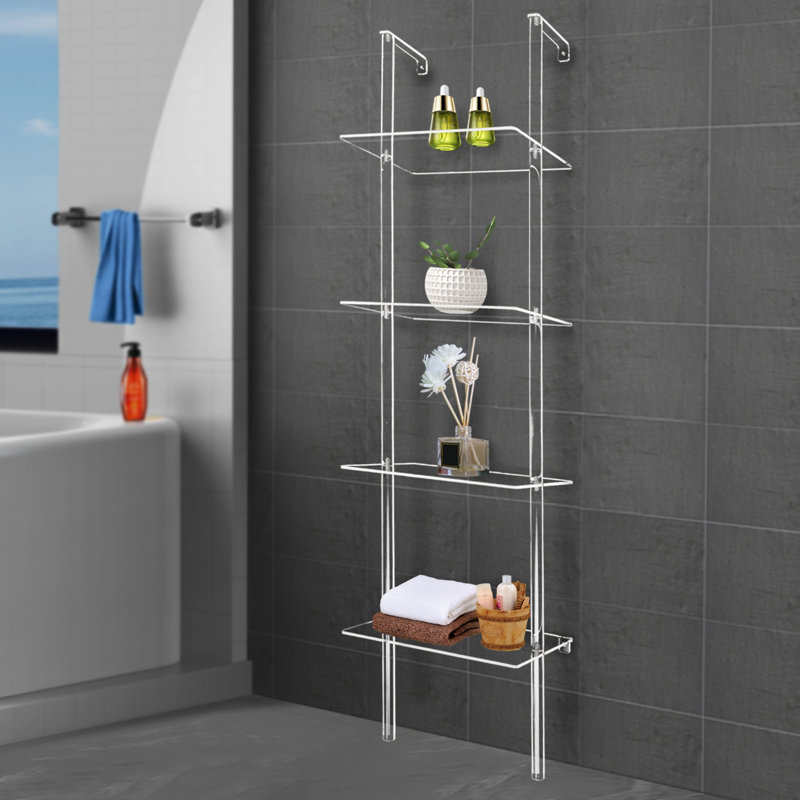 Bibliothèque murale multi-niveaux en acrylique, (4 tablettes) H 59,06 po x l 15,75 po x P 15,75 po