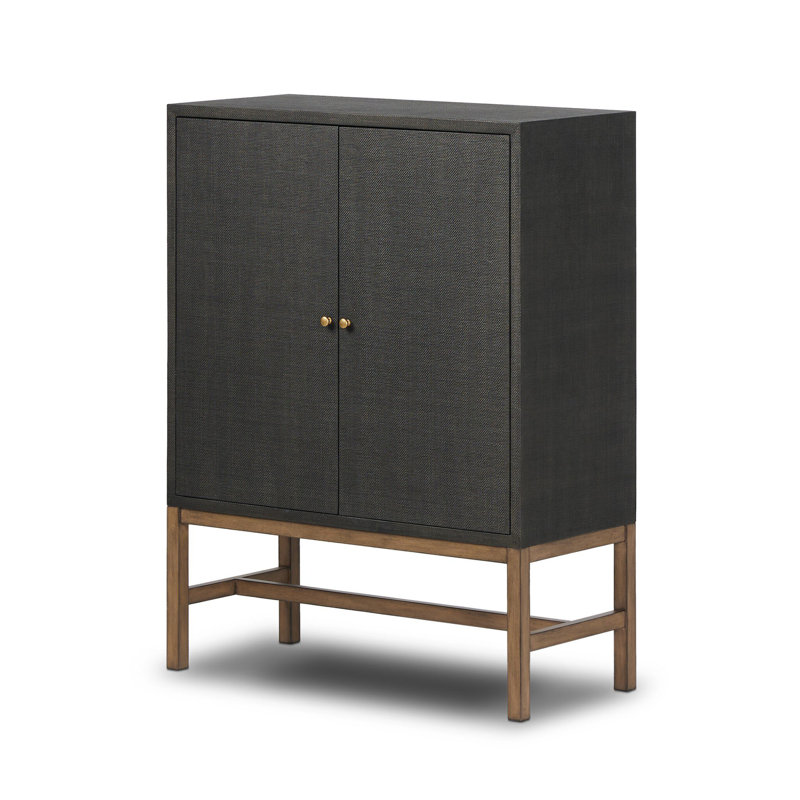 Fiona Bar Cabinet, Black Raffia