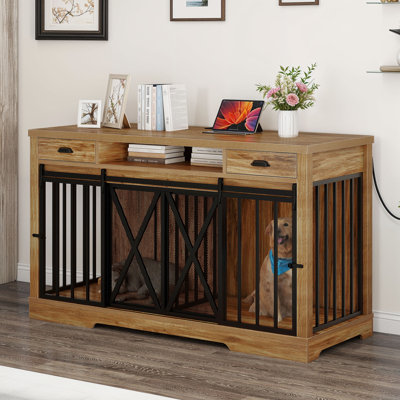 Heavy Duty Wooden Dog Crate Furniture for Two Dogs