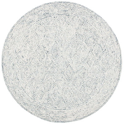 Tapis bleu / ivoire en laine touffeté à la main Arlington