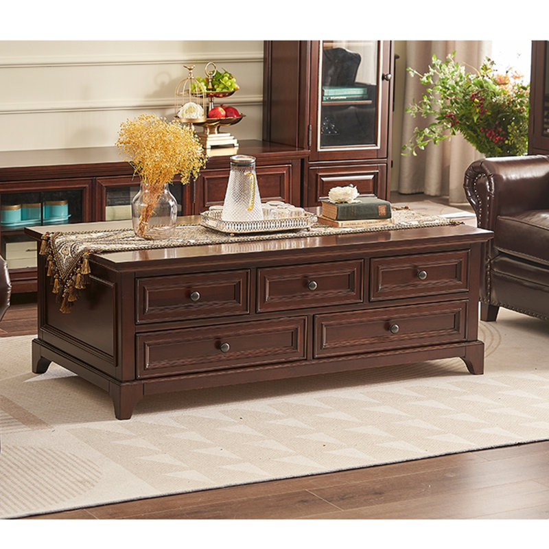 Table basse simple de style américain, Brun