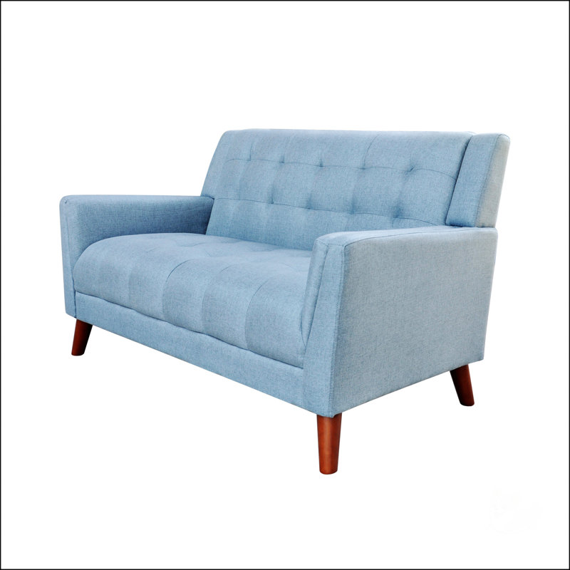 Petit canapé convertible moderne avec causeuse à accoudoirs carrés de 31,5 po Greenmont, Blue Fabric