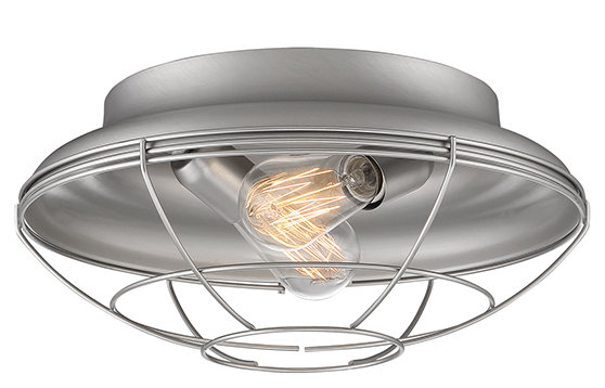 Bruges Flush Mount, Satin Nickel, 6" H x 14" W x 14" D