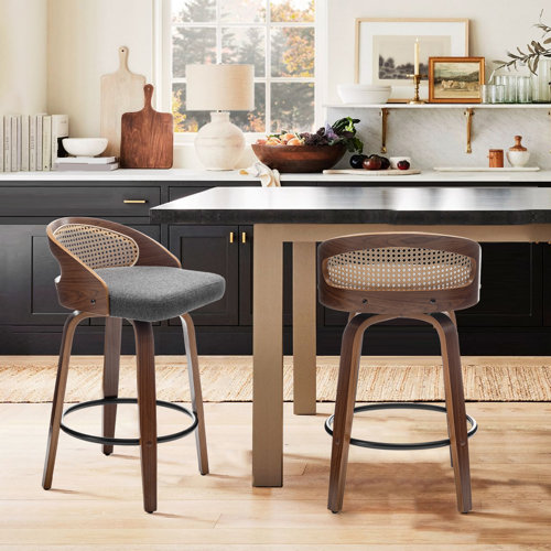 George Oliver Leeana Swivel Linen Counter & Bar Stools & Reviews | Wayfair