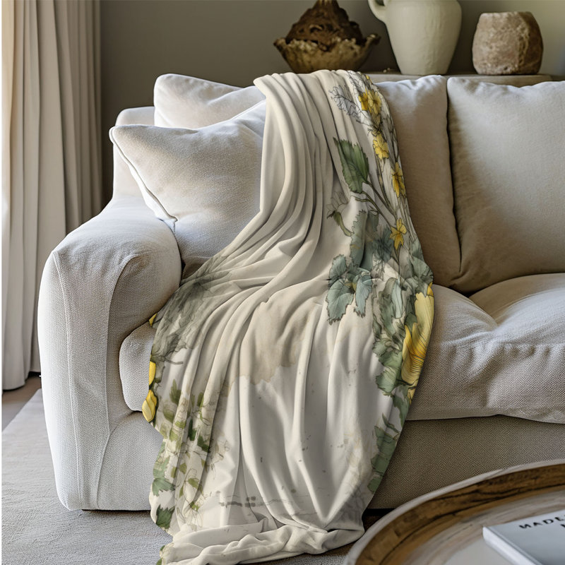 Grunge Florals - Couverture de qualité supérieure 1 pièce, Lit simple
