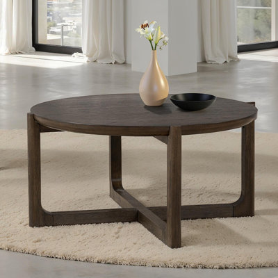 Transitional Style 1Pc 42" Cocktail Table Wood Top Trestle Base Dark Walnut Finish Primary Living Room