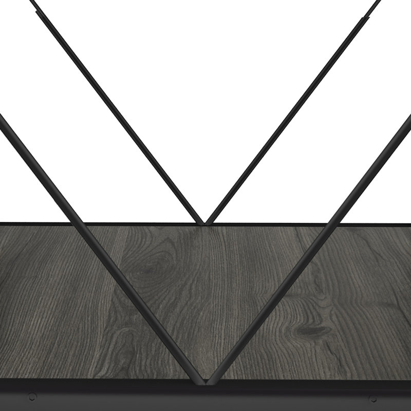 Table basse ronde de 31,5 po avec tablette inférieure en V, Bois gris