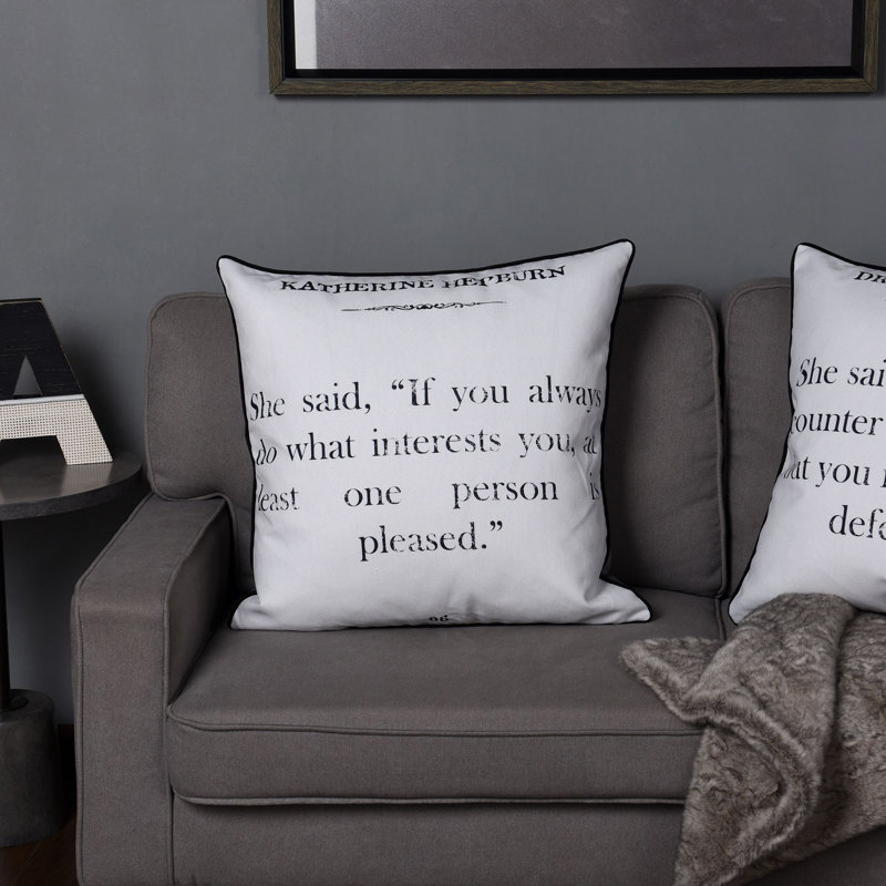 Gray Velvet Double Sided Quote Pillow with Linen Front