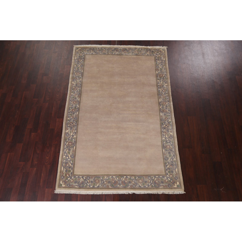 Amy-May One-of-a-Kind 5'4" X 8'0" Wool Area Rug in Beige