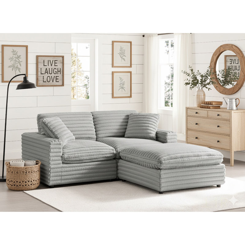 Ensemble de canapé modulaire 3 pièces Jenny en tissu moelleux de polyester avec coussins amovibles et reconfiguration facile Jenny