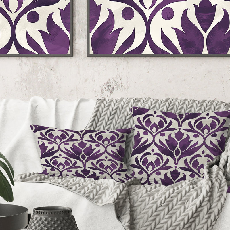 Coussin lombaire mauve et damassé Elegance