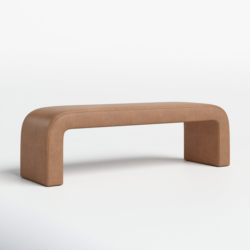 Daine 62" Upholstered Bench, Camel Vegan Leather