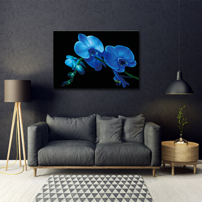 Orchidées bleues, ensemble de 2 reproductions d'art acrylique