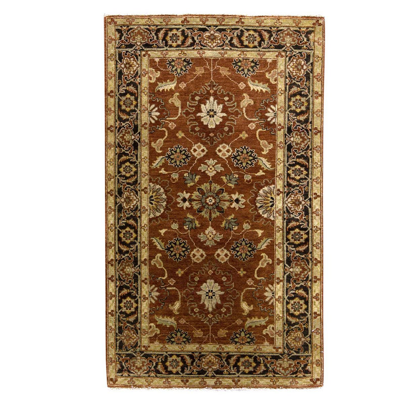 Tapis oriental rouge / gris anthracite / beige en laine 3 pi x 5 pi 1 po Oriental