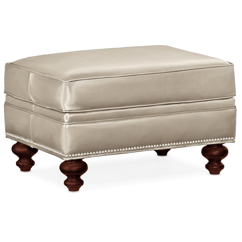 West Ottoman, Anilina Hunter Genuine Leather, Mahogany, Pewter
