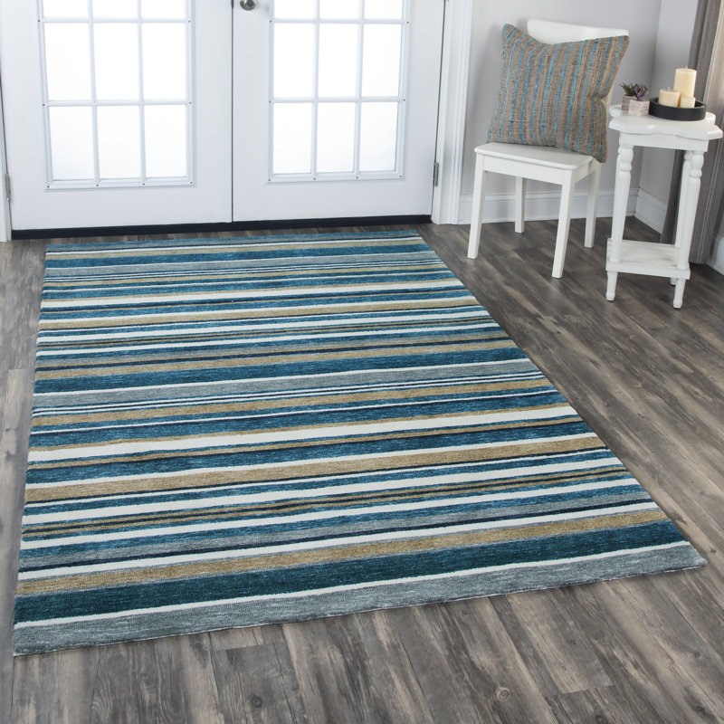 Tapis rayé touffeté à la main Boylan, Rectangle 8 pi 6 po x 11 pi 6 po