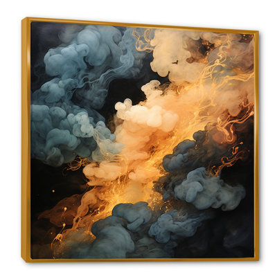 Gris et orange, éclat de fumée polaire II - art mural abstrait