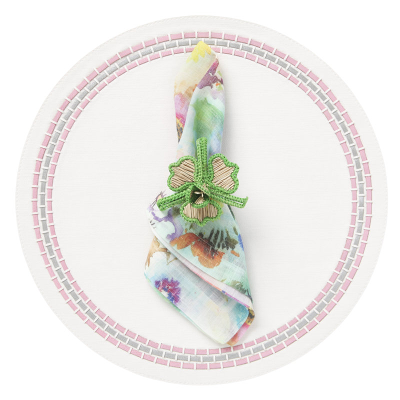 June Vinyl Round Placemats, Gray