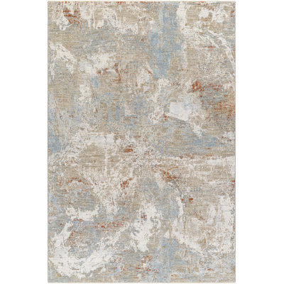 Avia Abstract Machine Made Power Loomed Polypropylene Area Rug in Blue/Rust/Beige/Gray