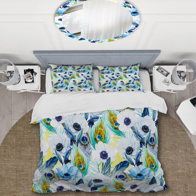 Ensemble de housse de couette en microfibre bleu / vert / jaune 3 pièces